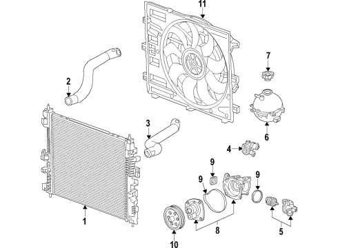 2019 Chevrolet Blazer Cooling System, Radiator, Water Pump, Cooling Fan Fan Asm-Engine Cooler Diagram for 23412299