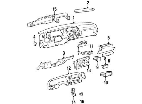 1995 GMC Yukon A/C & Heater Control Units Retainer-Instrument Panel Cup Holder *Marked Print Diagram for 15748802