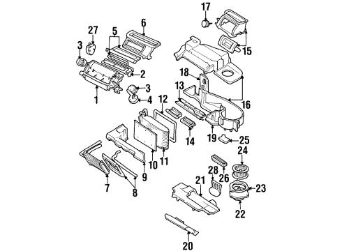 1998 Chevrolet Monte Carlo Evaporator & Heater Components, Blower Motor & Fan Core Asm, Heater Diagram for 52487191
