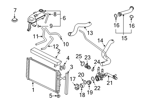 2005 Chevrolet Classic Radiator & Components Outlet Hose Diagram for 22622876
