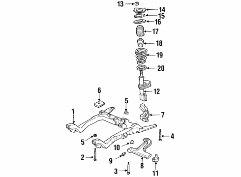 1997 Oldsmobile Cutlass Front Suspension Components, Lower Control Arm, Stabilizer Bar Coil Spring Diagram for 22132938