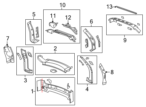 2007 GMC Acadia Rear Body Rear Cross Sill Diagram for 15261787