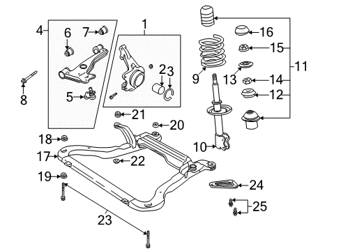 2000 Saturn LS1 Front Suspension Components, Lower Control Arm, Stabilizer Bar Front Lower Control Arm Assembly Diagram for 22671496