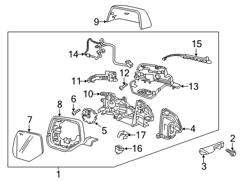 2021 Chevrolet Traverse Outside Mirrors Trim Molding Diagram for 84093355