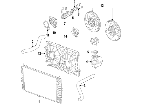 2011 Buick Regal Cooling System, Radiator, Water Pump, Cooling Fan Shroud-Engine Coolant Fan Diagram for 13241739