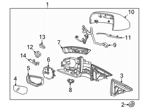 2022 Cadillac CT4 Outside Mirrors Turn Signal Lamp Diagram for 23453750