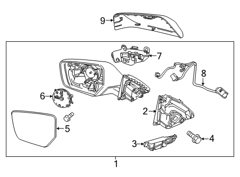 2016 Chevrolet Impala Outside Mirrors Mirror Assembly Gasket Diagram for 22936951