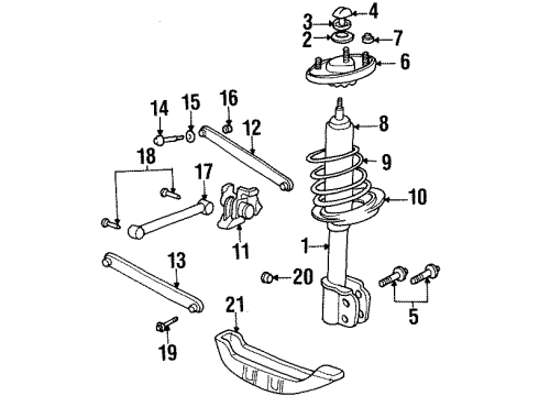 1996 Chevrolet Lumina Rear Suspension Components, Stabilizer Bar Nut, Radiator Side Brace Diagram for 11516133