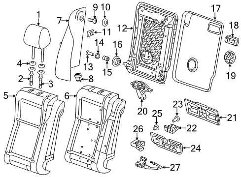 2019 Buick Cascada Rear Seat Components Headrest Guide Diagram for 13335889