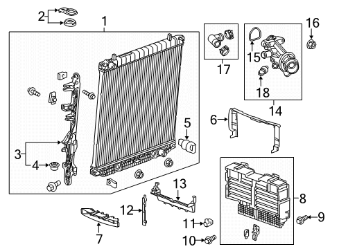 2019 GMC Canyon Radiator & Components Shutter Nut Diagram for 11609800