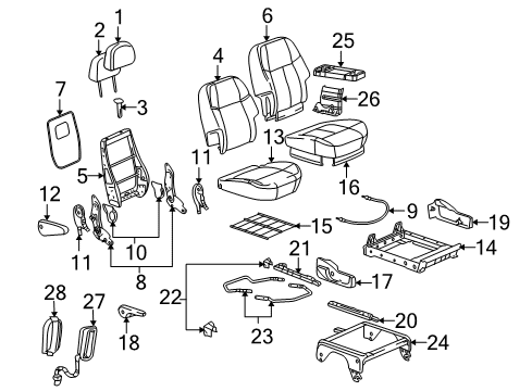 2007 Buick Terraza Rear Seat Components Adjuster Asm, Rear Seat Outer Diagram for 88896706