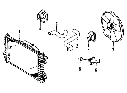 1995 Saturn SL Cooling System, Radiator, Water Pump, Cooling Fan Water Pump Assembly Diagram for 19168612