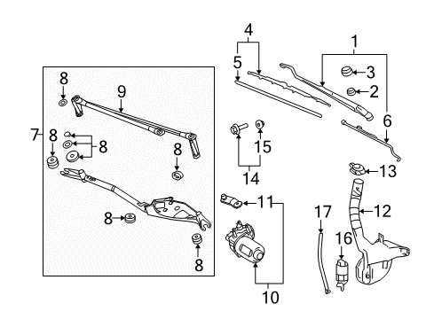 2005 Buick LaCrosse Wiper & Washer Components Washer Reservoir Diagram for 12335756