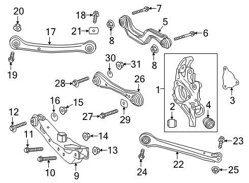 2022 Cadillac XT4 Rear Suspension Trailing Arm Diagram for 84131342