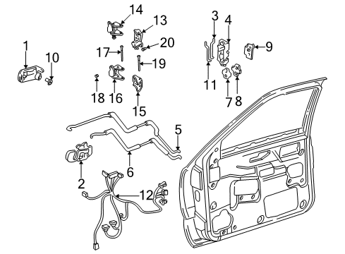 1999 GMC Jimmy Front Door - Lock & Hardware Front Side Door Lock Assembly *Marked Print Diagram for 15066133
