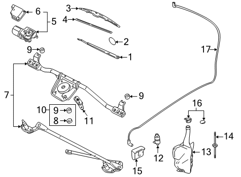 1999 Oldsmobile Alero Wiper & Washer Components Wiper, Windshield Diagram for 22155307