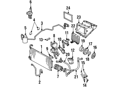 1998 Oldsmobile Achieva Condenser, Compressor & Lines, Evaporator Components Mount Bolt Diagram for 11516360