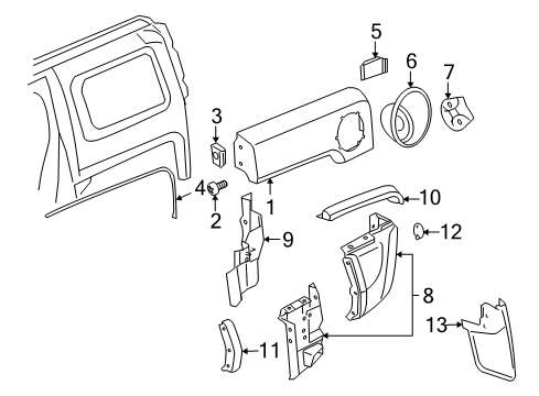 2007 Hummer H3 Exterior Trim - Quarter Panel Flare Seal Strip Diagram for 15814597