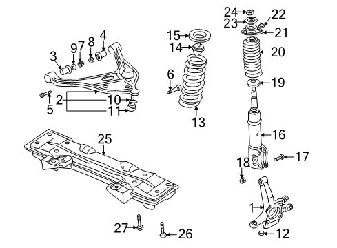 1999 Chevrolet Tracker Front Suspension Components, Lower Control Arm, Stabilizer Bar Front Mount Nut Diagram for 94144220