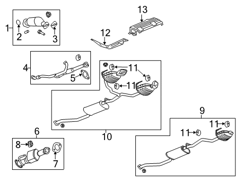 2011 Chevrolet Traverse Exhaust Components Converter & Pipe Diagram for 15903506