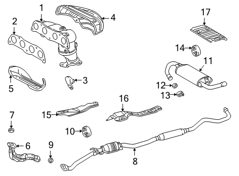 2004 Pontiac Vibe Exhaust Components 3-Way Catalytic Convertor Assembly (W/ Exhaust Manifold Pipe) Diagram for 19205432