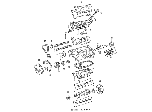 1995 Oldsmobile Aurora Engine Parts, Mounts, Cylinder Head & Valves, Camshaft & Timing, Oil Pan, Oil Pump, Crankshaft & Bearings, Pistons, Rings & Bearings Spring, Valve Diagram for 12555564