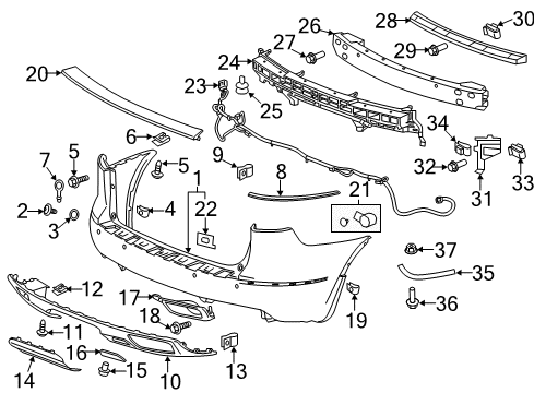 2014 Buick Enclave Rear Bumper Spoiler Retainer Diagram for 21030249