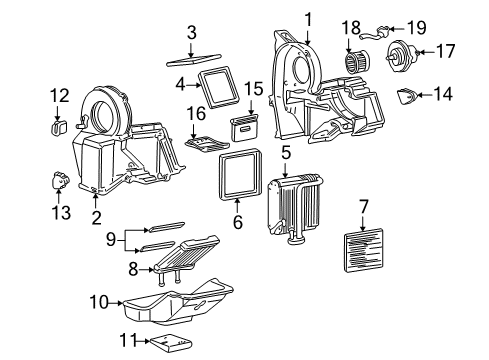 1998 GMC Savana 3500 Blower Motor & Fan Auxiliary Heater Core Diagram for 52469301