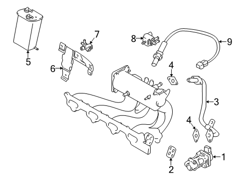 2002 Chevrolet Tracker Powertrain Control Gasket, EGR Valve Pipe Fitting Diagram for 91172214