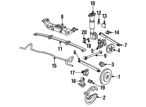 1993 Buick Regal Rear Brakes Rod, Rear Wheel Spindle Front Diagram for 10062855