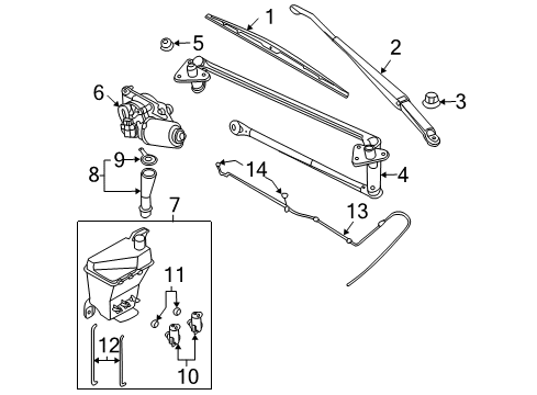 2008 Chevrolet Aveo5 Wiper & Washer Components Blade Asm, Windshield Wiper Diagram for 96898049
