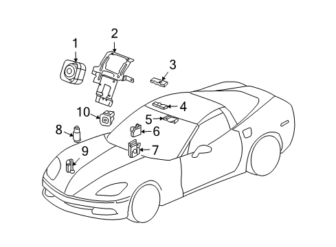 2008 Chevrolet Corvette Alarm System Lock Module Bracket Diagram for 10348834