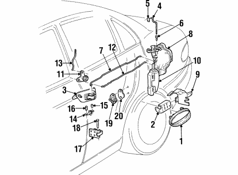 1998 Cadillac Catera Door & Components Actuator Diagram for 9149740