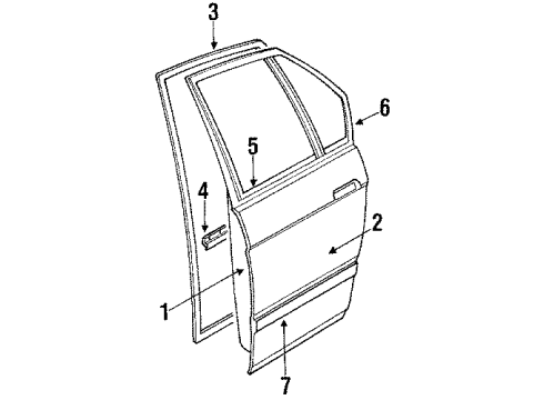 1994 Chevrolet Lumina Rear Door & Components, Exterior Trim Door Asm-Rear RH Diagram for 12397312