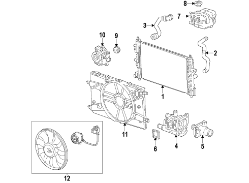 2018 Chevrolet Sonic Cooling System, Radiator, Water Pump, Cooling Fan Thermostat Diagram for 25199828