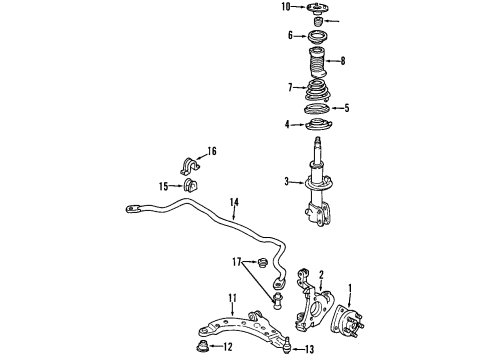 2004 Buick Century Front Suspension Components, Lower Control Arm, Stabilizer Bar Front Lower Control Arm Assembly Diagram for 10328905