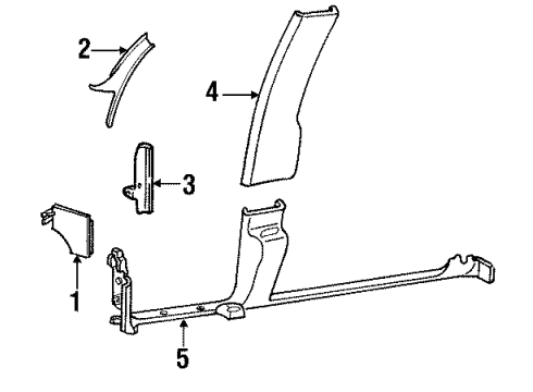 1992 Chevrolet Caprice Interior Trim - Pillars, Rocker & Floor Panel Asm-Body Hinge Pillar Trim Finish *Light Gray Diagram for 10160551