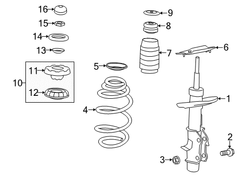 2011 Chevrolet Camaro Struts & Components - Front Strut Bolt Diagram for 11589370