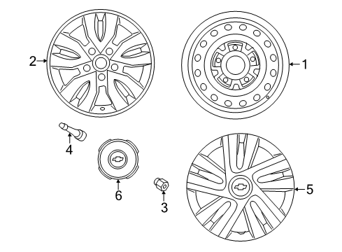 2015 Chevrolet City Express Wheels Center Cap Diagram for 19316552