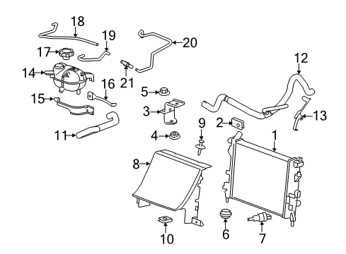 2006 Pontiac Solstice Radiator & Components Radiator Assembly Diagram for 19130433