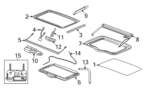 2006 GMC Canyon Sunroof Frame, Sun Roof (Upper) Diagram for 89044578