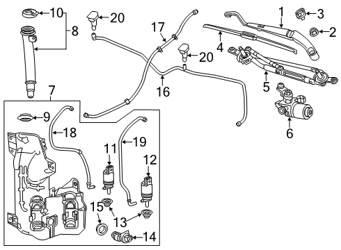 2021 Cadillac XT4 Wipers Filler Tube Grommet Diagram for 23338933