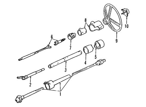 1999 GMC K1500 Suburban Steering Column, Steering Wheel & Trim Steering Wheel Assembly *Graphite Diagram for 15767605