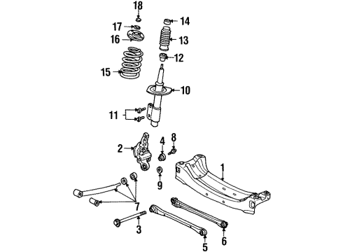 1997 Oldsmobile Cutlass Rear Suspension Components, Stabilizer Bar Knuckle, Rear Suspension Diagram for 18060626