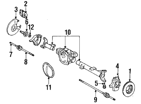 1985 GMC Jimmy Front Suspension Components, Axle Components, Axle Housing Seal-Front Wheel Hub Spindle Bearing Diagram for 376855