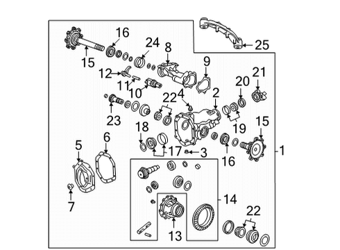 2022 GMC Sierra 2500 HD Carrier & Components - Front Differential Cover Gasket Diagram for 20768579