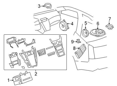2011 Cadillac CTS A/C & Heater Control Units Quarter Panel Speaker Diagram for 15122573