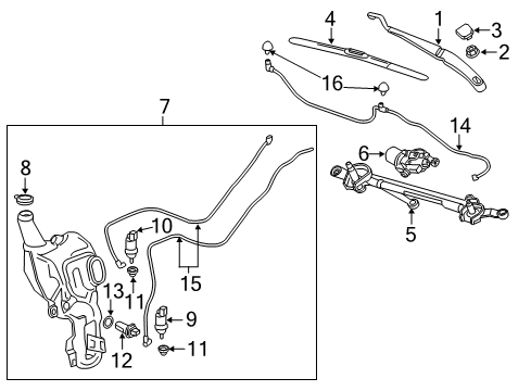 2020 GMC Acadia Wipers Rear Arm Diagram for 23367394