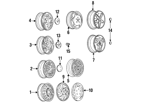 1993 Pontiac Bonneville Wheels, Covers & Trim Hub Cap ASSEMBLY Diagram for 10137802