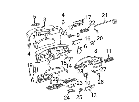 2000 Chevrolet Cavalier Instrument Panel Instrument Cluster Assemblly Diagram for 9392421